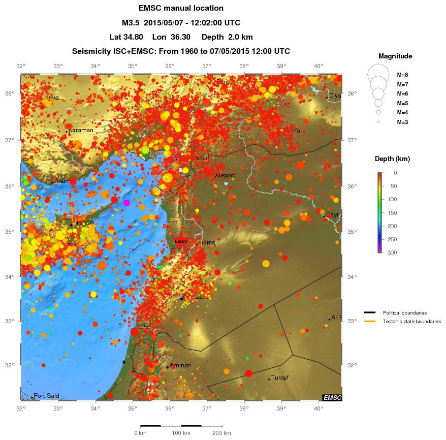 regional depth historical seismicity