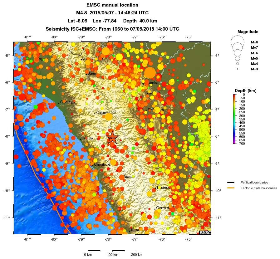 regional depth historical seismicity