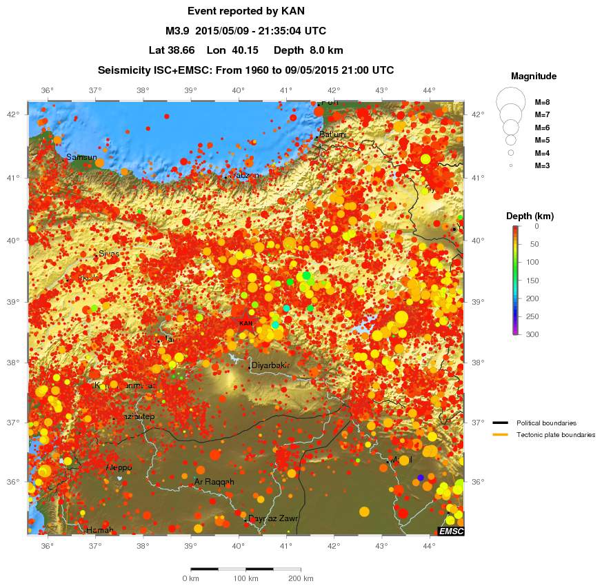 regional depth historical seismicity