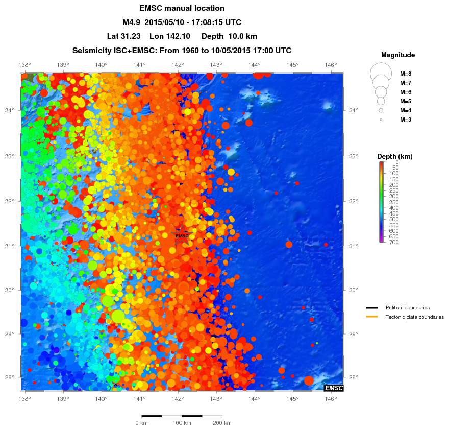 regional depth historical seismicity