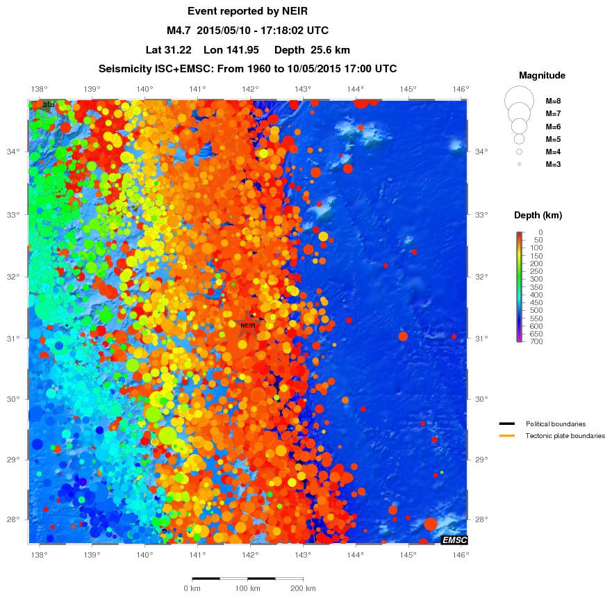 regional depth historical seismicity