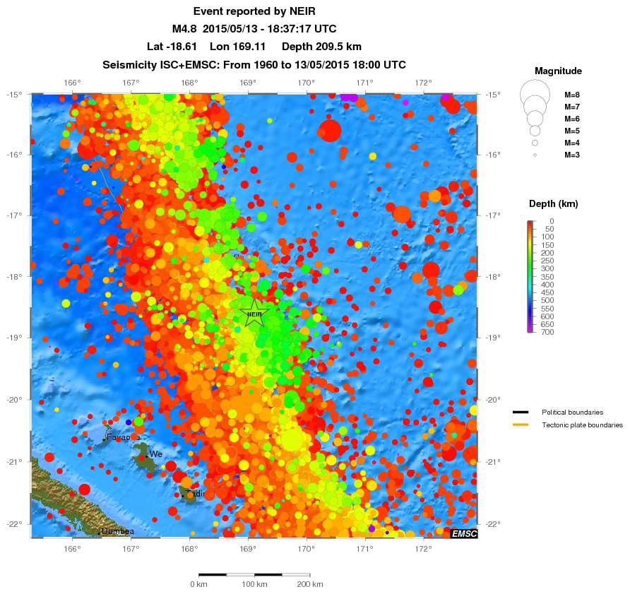 regional depth historical seismicity