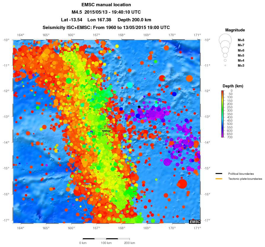 regional depth historical seismicity