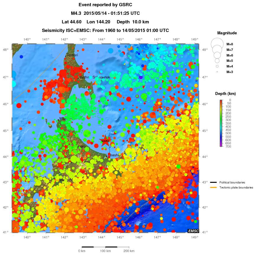 regional depth historical seismicity