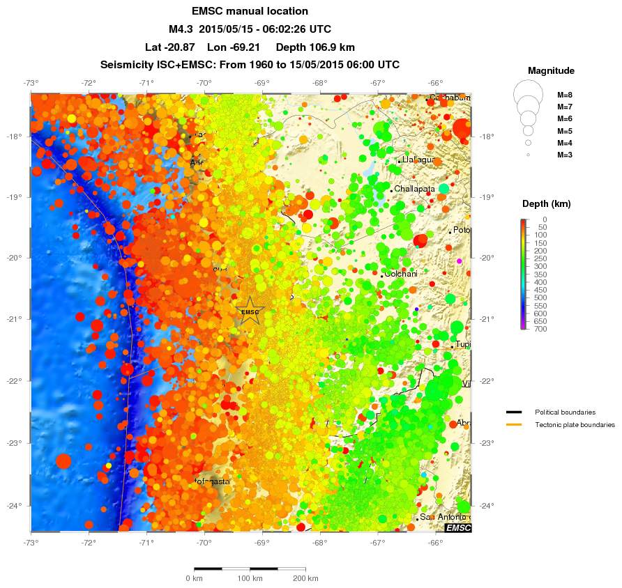regional depth historical seismicity