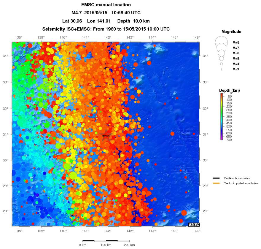 regional depth historical seismicity