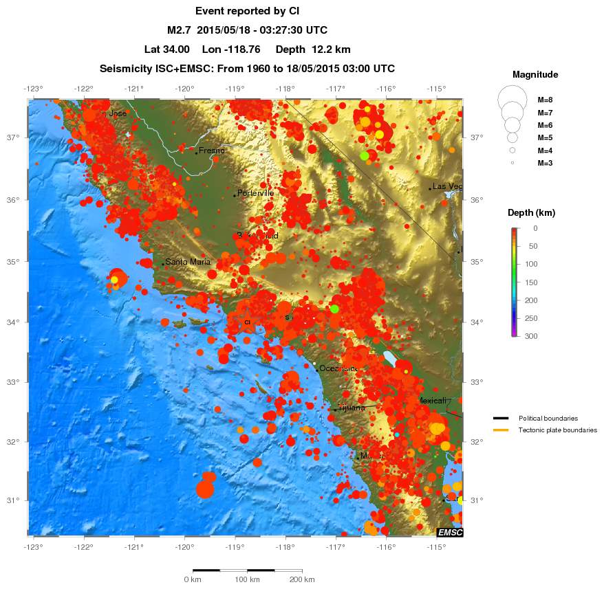 regional depth historical seismicity