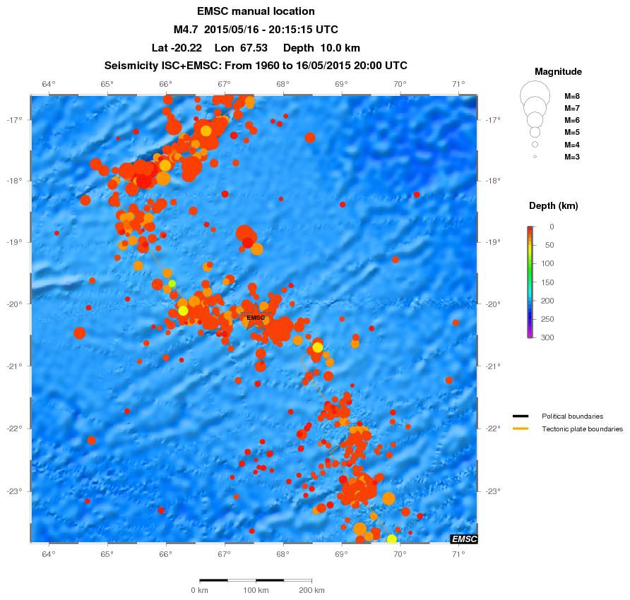 regional depth historical seismicity