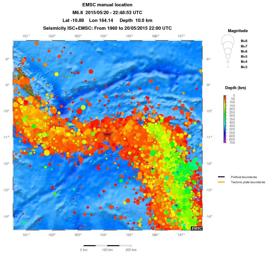 regional depth historical seismicity