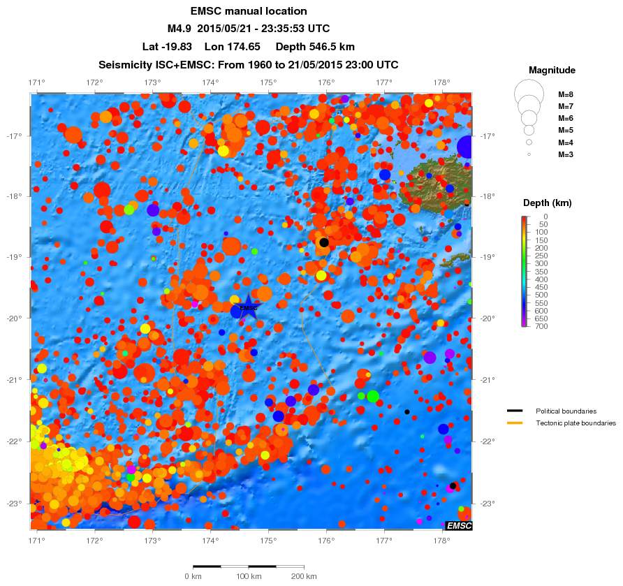 regional depth historical seismicity