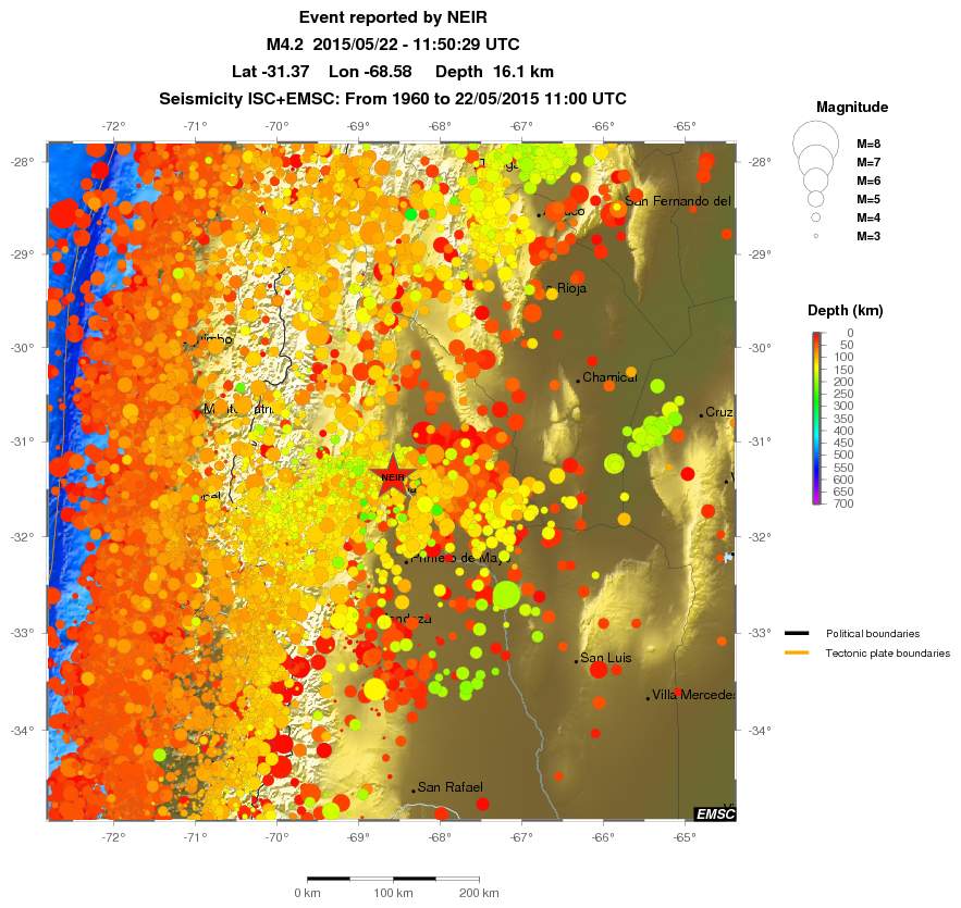 regional depth historical seismicity