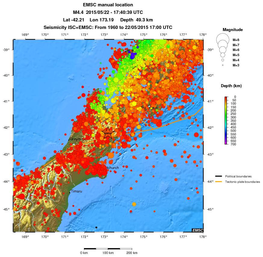 regional depth historical seismicity