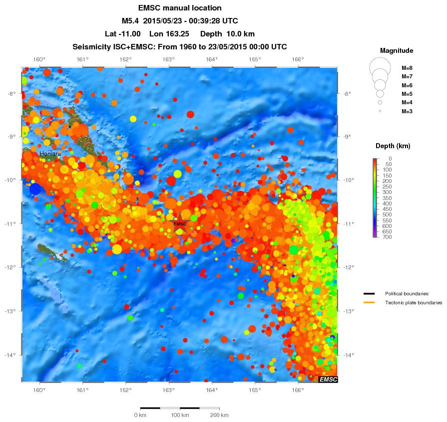 regional depth historical seismicity