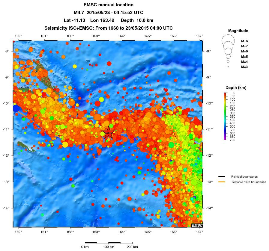 regional depth historical seismicity