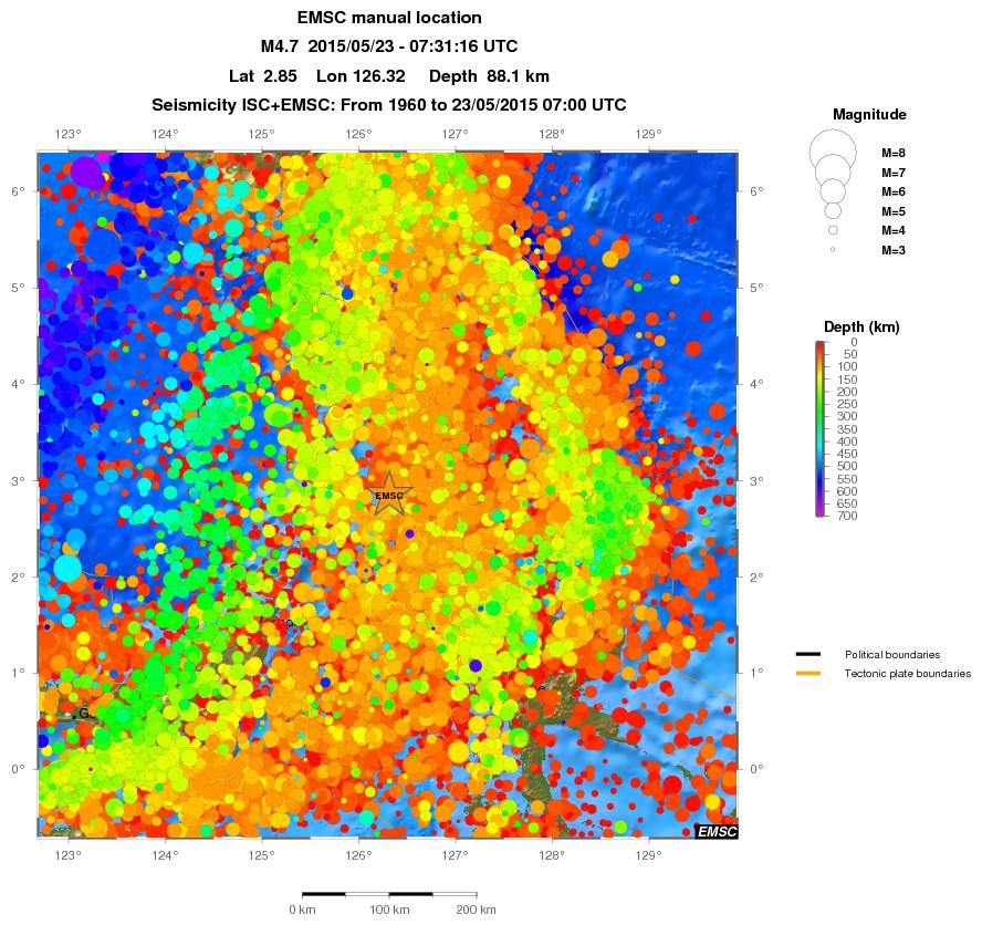 regional depth historical seismicity