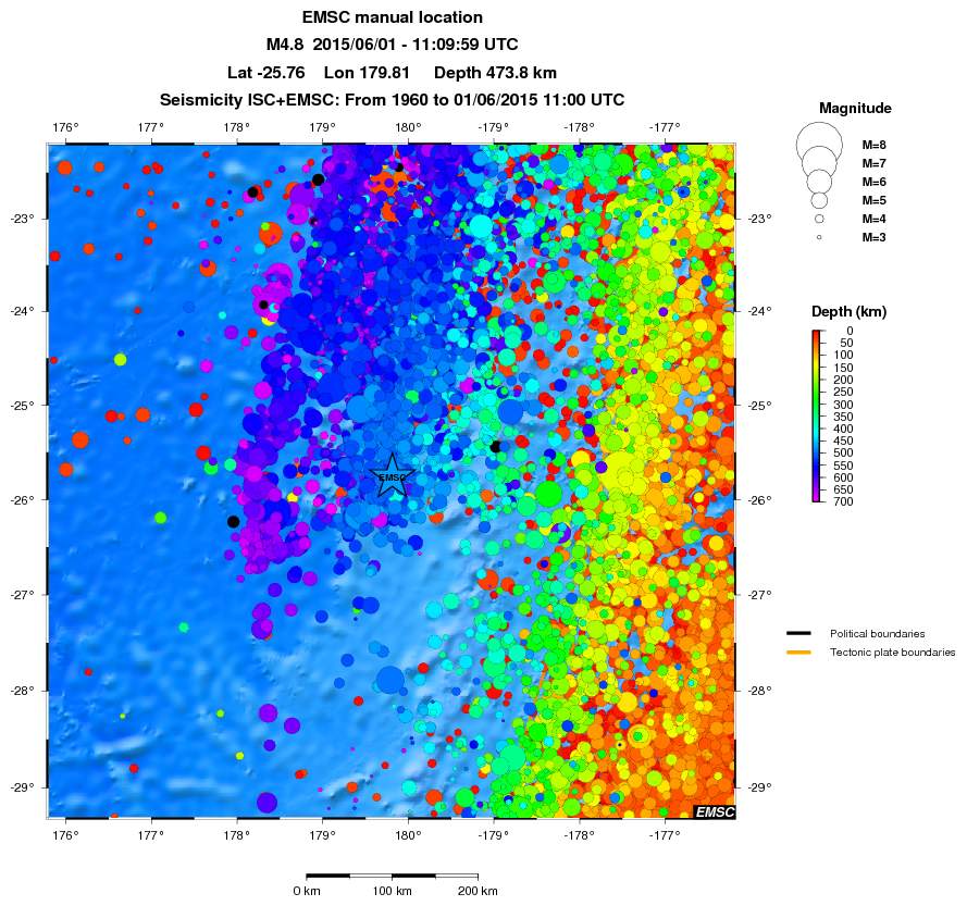 regional depth historical seismicity