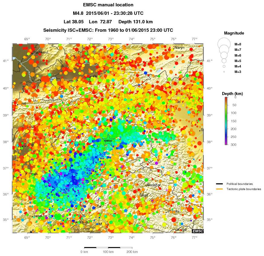 regional depth historical seismicity