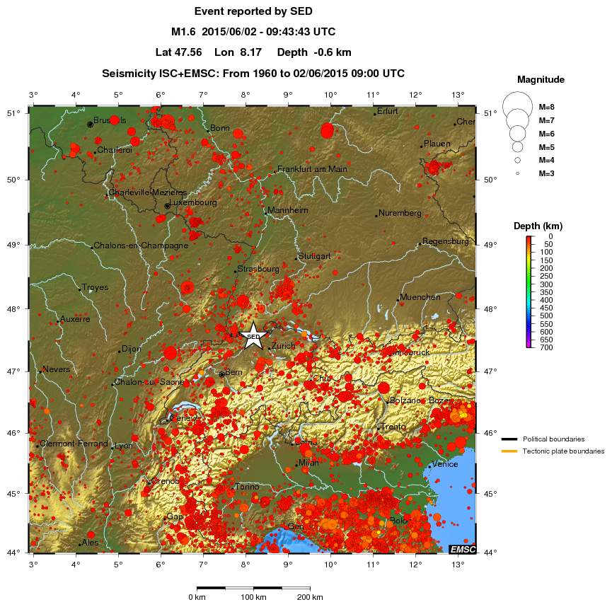 regional depth historical seismicity