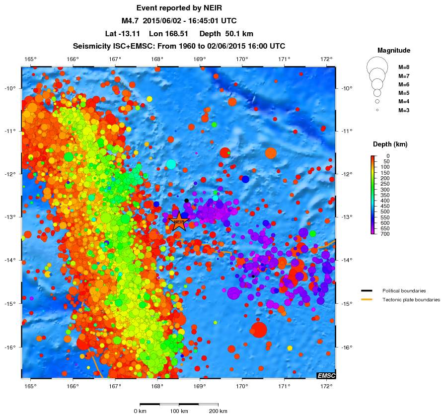 regional depth historical seismicity