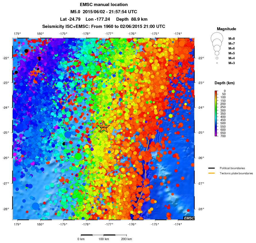 regional depth historical seismicity