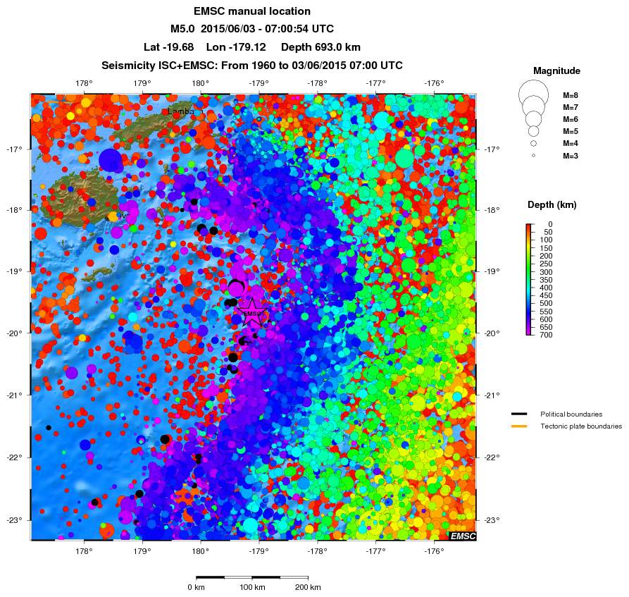 regional depth historical seismicity