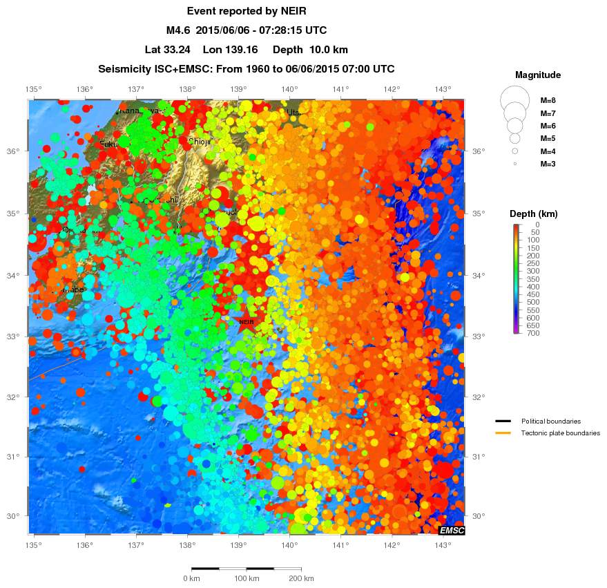 regional depth historical seismicity