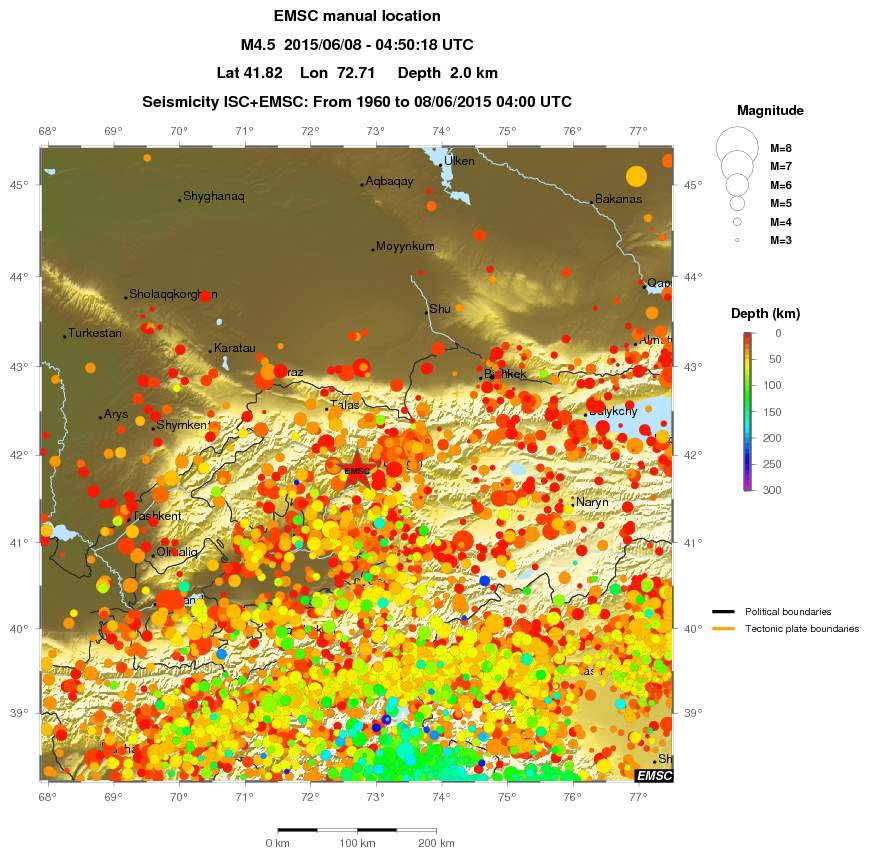 regional depth historical seismicity