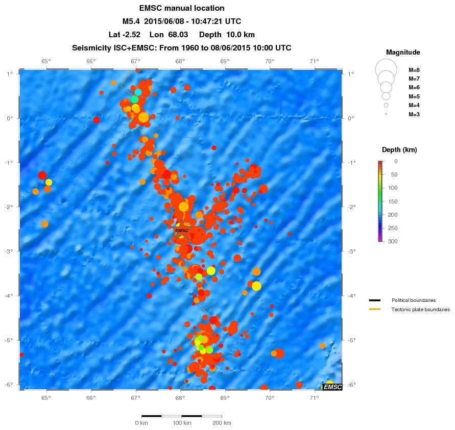 regional depth historical seismicity