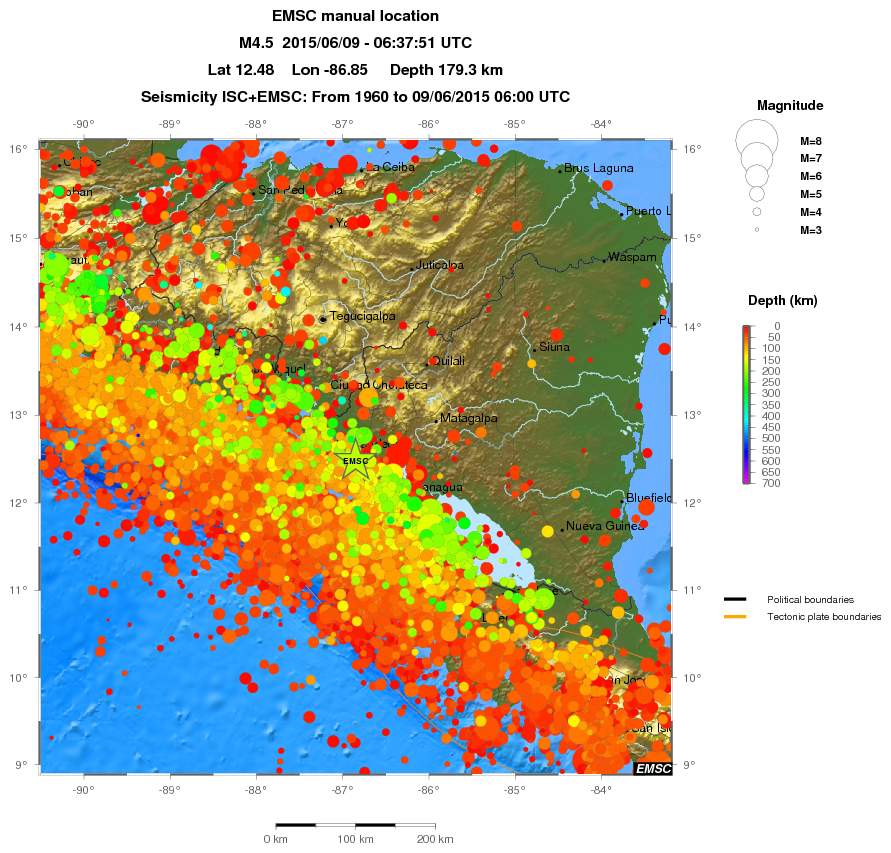 regional depth historical seismicity