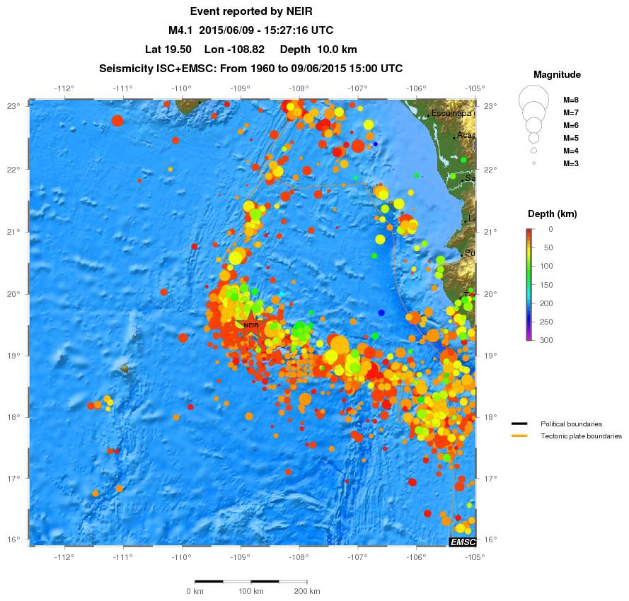 regional depth historical seismicity