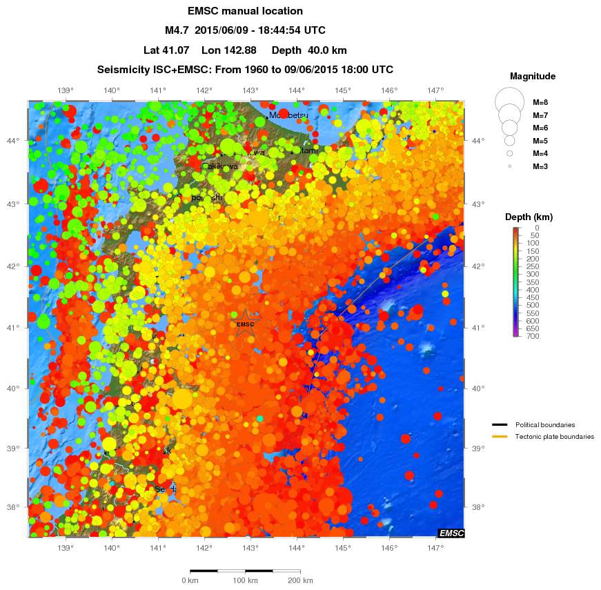 regional depth historical seismicity
