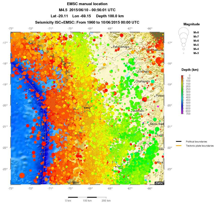 regional depth historical seismicity