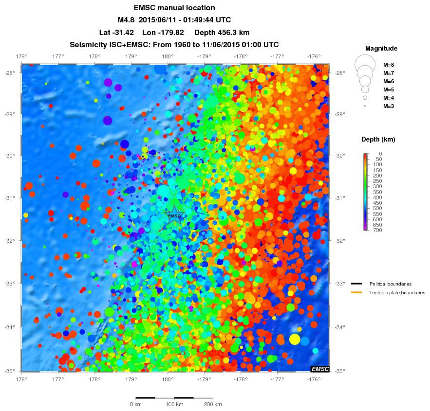 regional depth historical seismicity