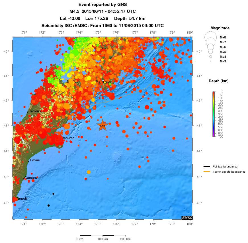 regional depth historical seismicity