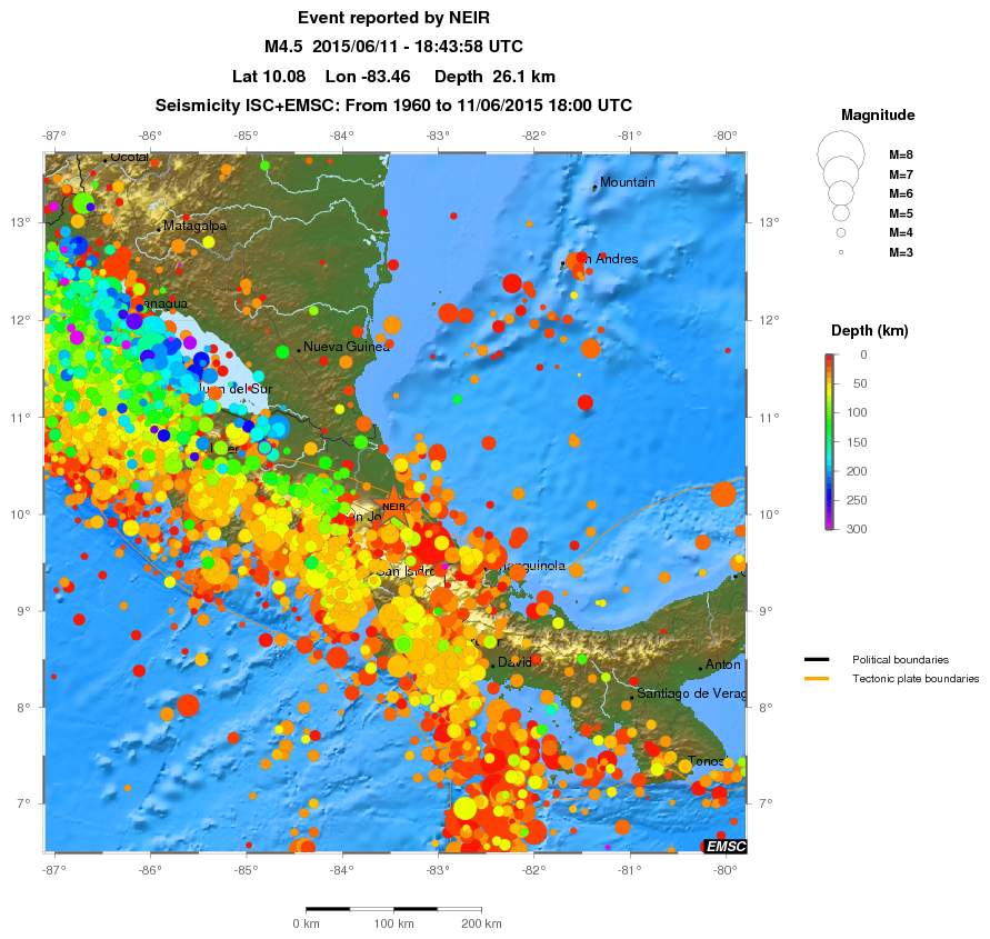 regional depth historical seismicity