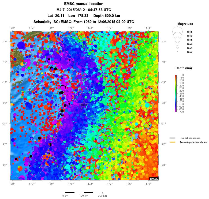 regional depth historical seismicity