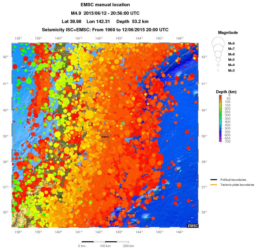 regional depth historical seismicity