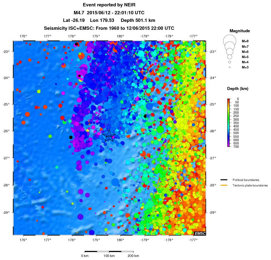 regional depth historical seismicity