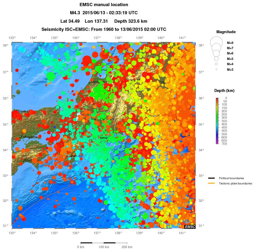regional depth historical seismicity