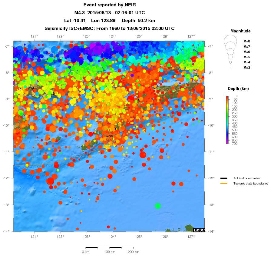 regional depth historical seismicity