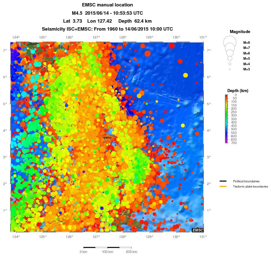 regional depth historical seismicity