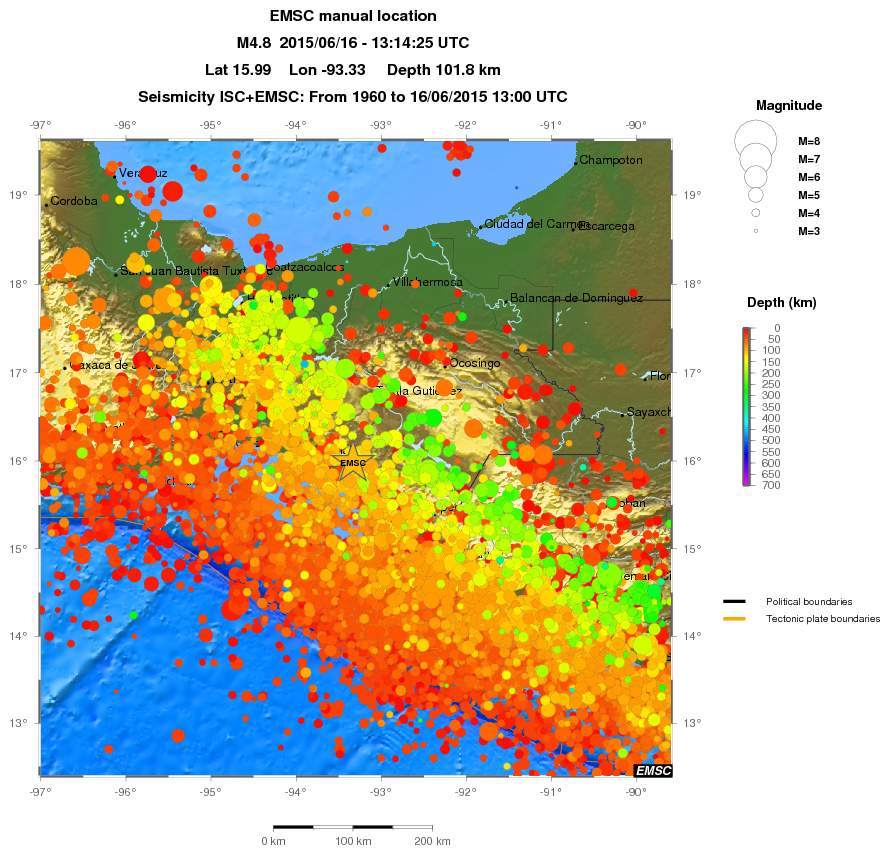 regional depth historical seismicity