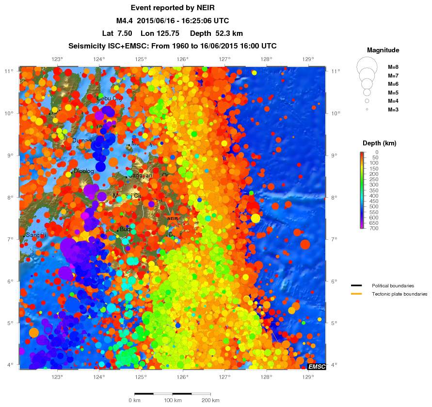 regional depth historical seismicity