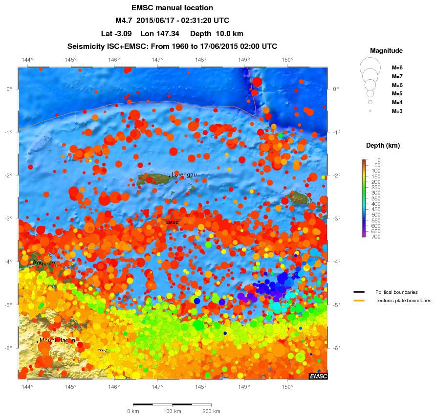 regional depth historical seismicity