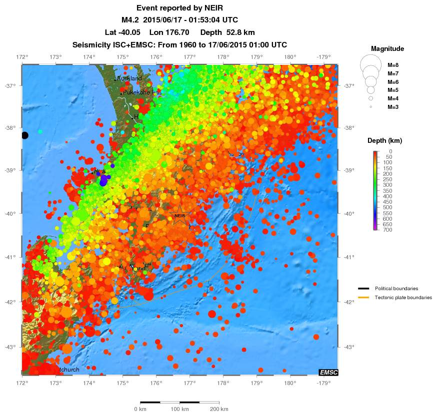 regional depth historical seismicity