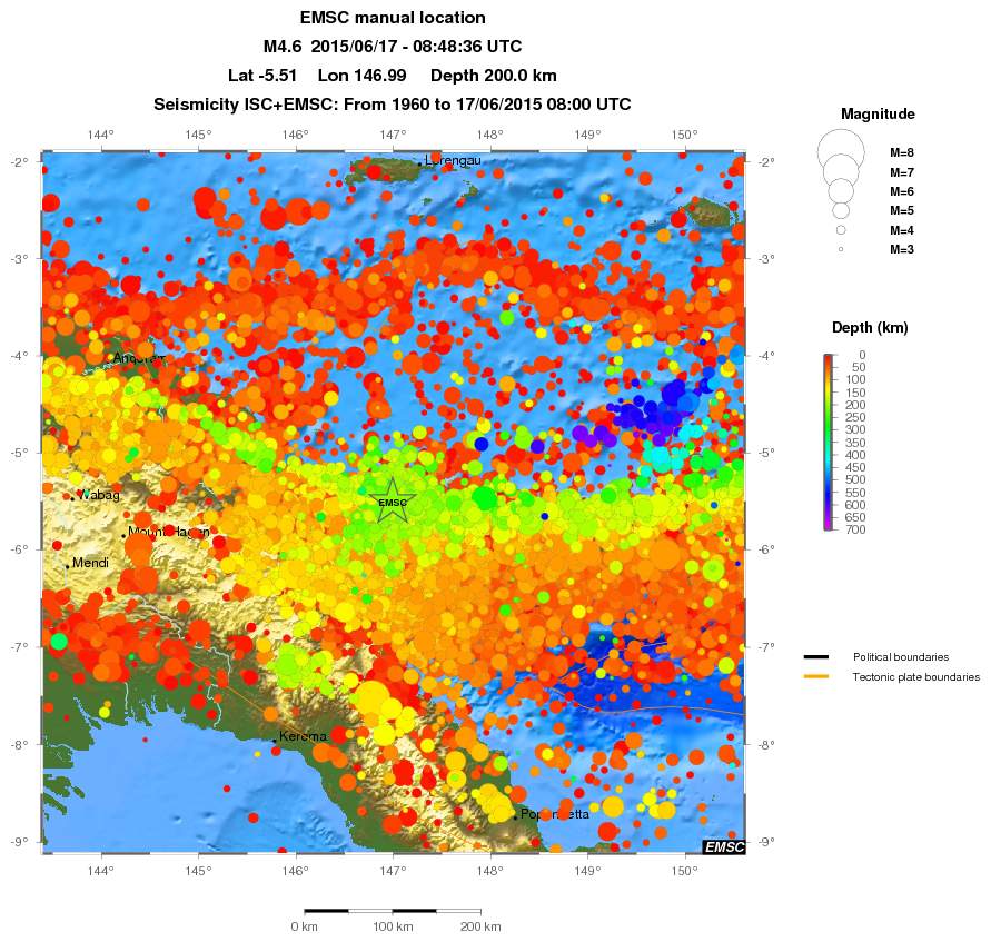 regional depth historical seismicity