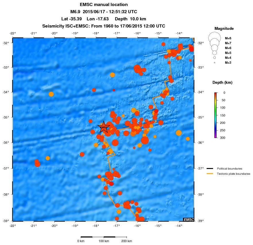 regional depth historical seismicity