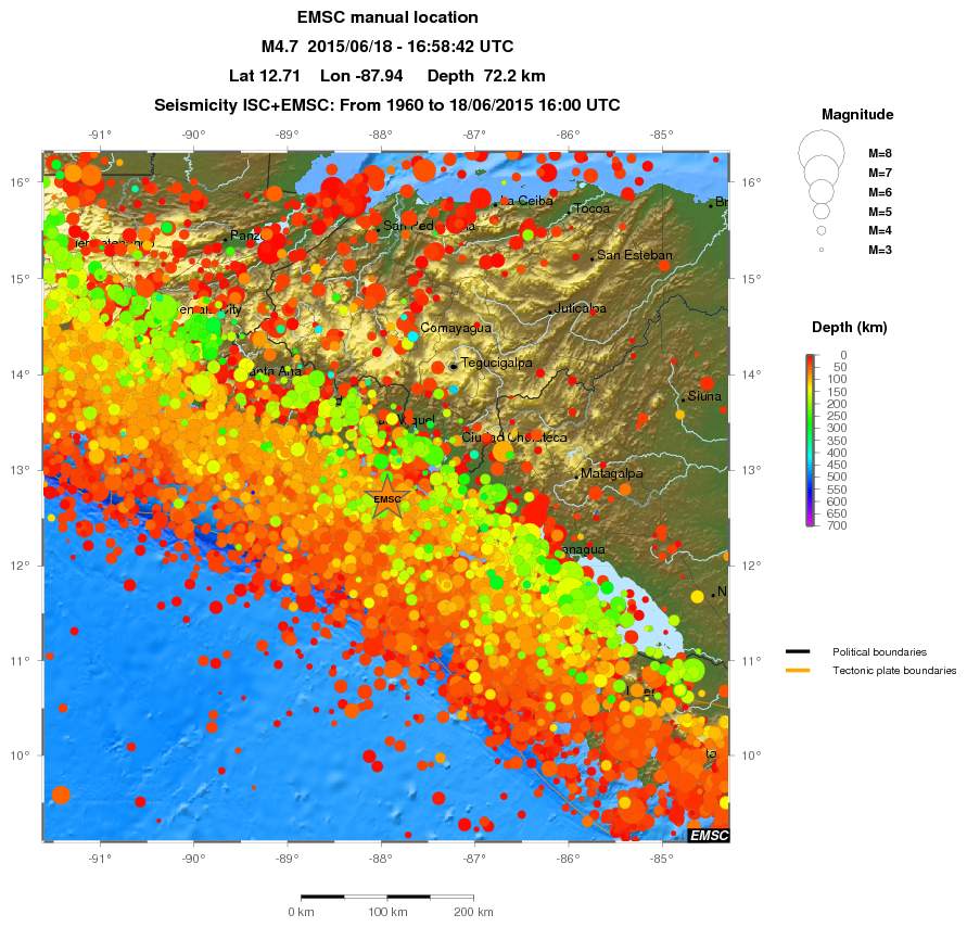 regional depth historical seismicity