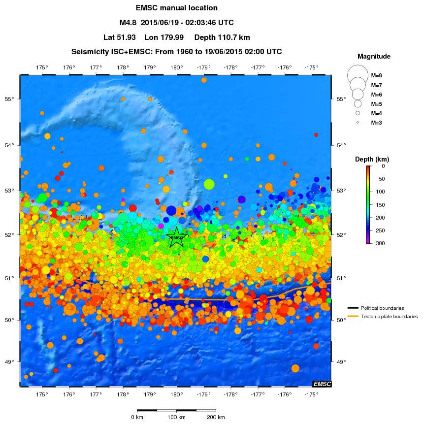 regional depth historical seismicity