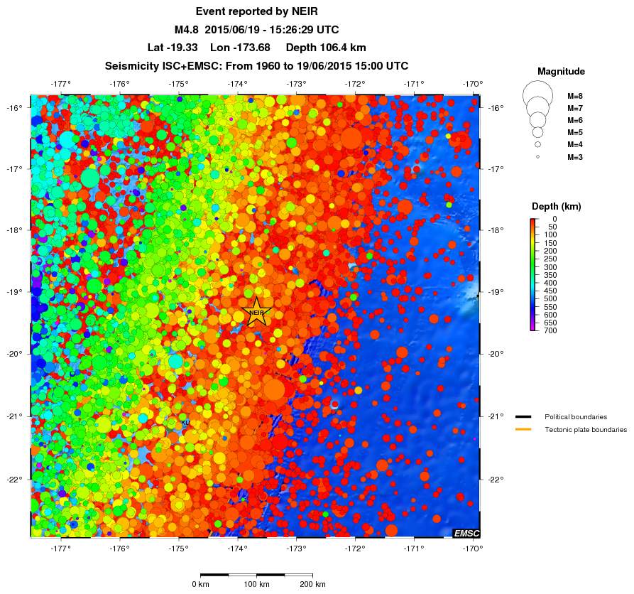 regional depth historical seismicity